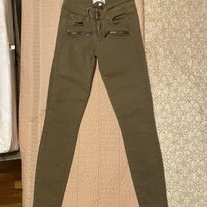 Paige denim olive Indio zip skinny jeans size 25